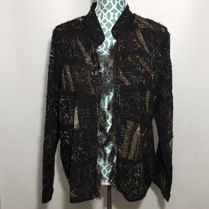 CHICO'S Wispy Silk Tattered UNIQUE Blazer Jacket Size 2 or Large or 12 US